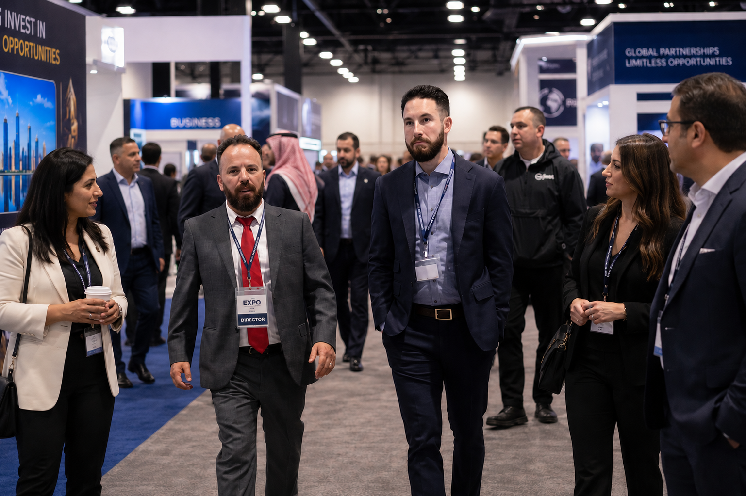 Business delegates walking the exhibition floor