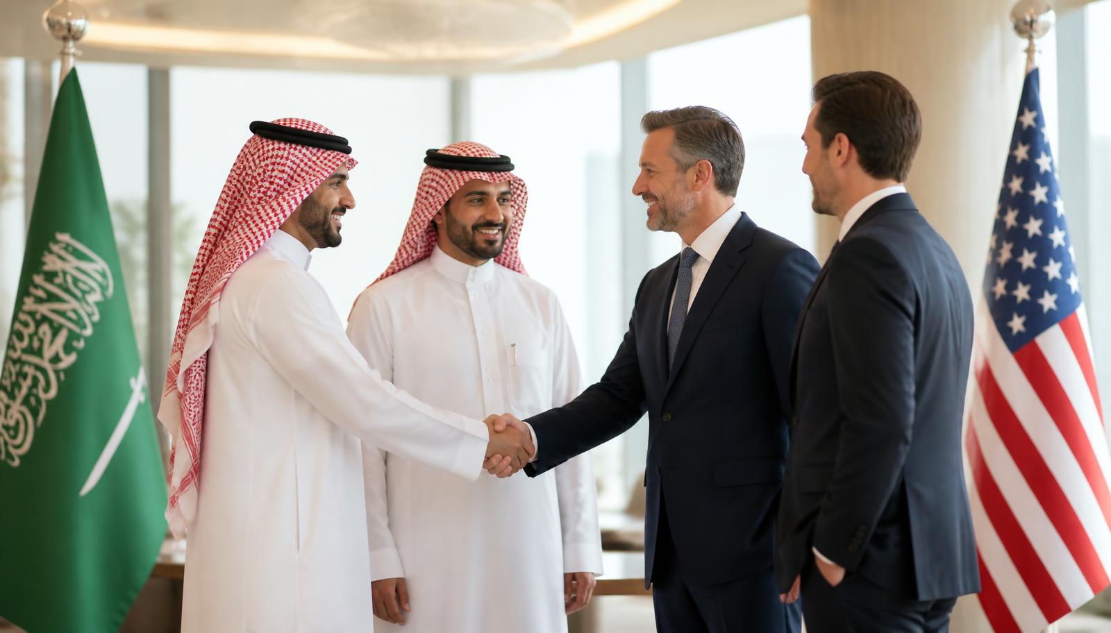 Business leaders meeting and shaking hands after an agreement